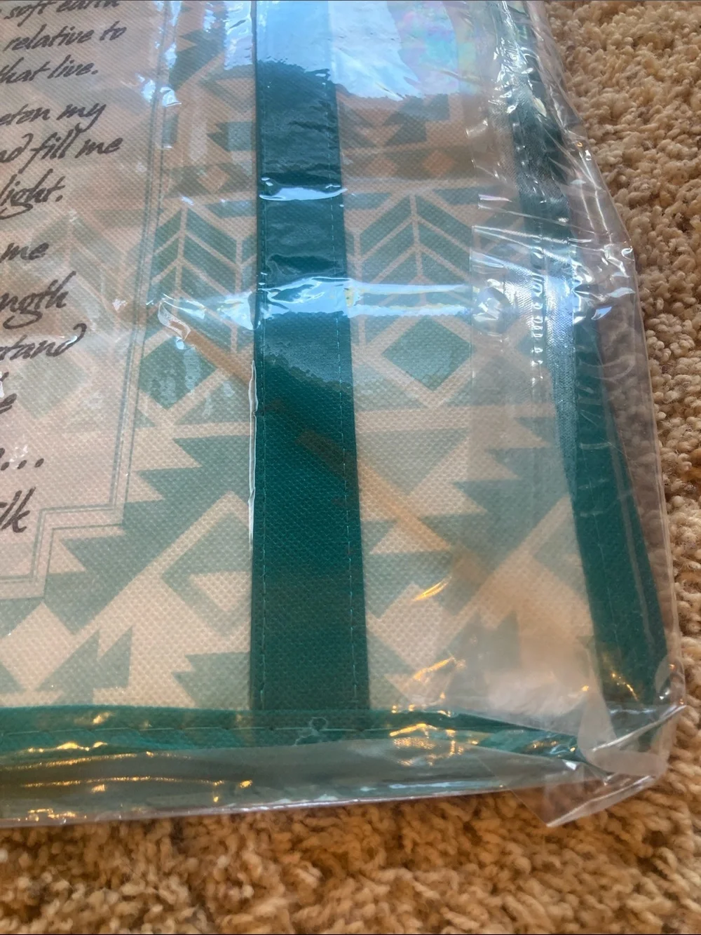 Source Unknown Teal and White Patterned Storage Tote
